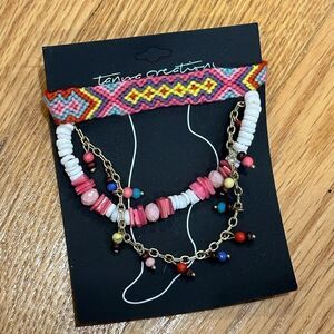 Tanya creations 3pk anklets beaded pink
